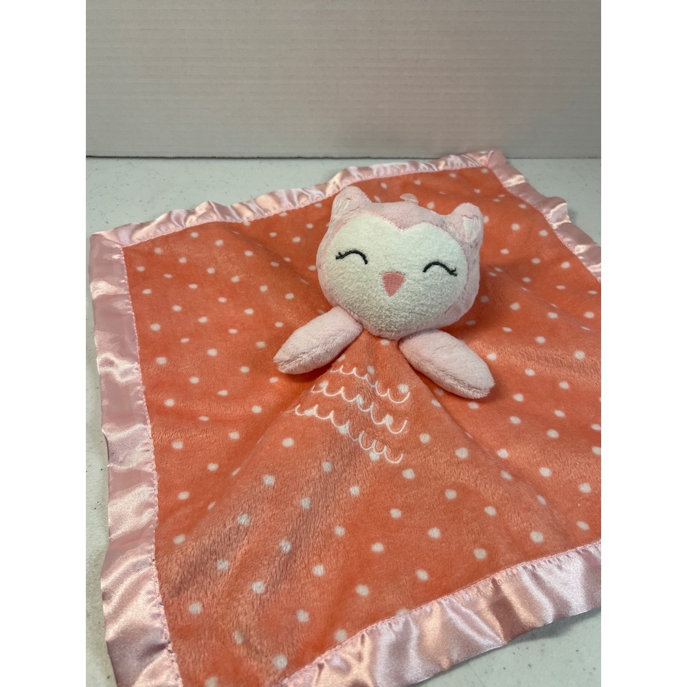 Cloud Island Pink Owl Baby Security Blanket Polka Dot Satin Trim Lovey CL17859